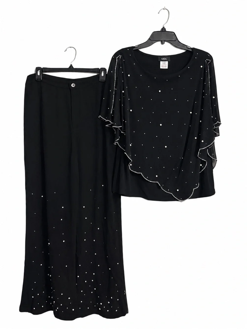 MSK Beaded Top L & INC Pants 16 Black Evening 2 Pc Wedding Outfit NWT - Picture 1 of 5